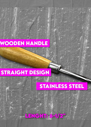 SE 6.5-Inch Stainless Steel Straight Burnisher - Polished Wooden Handle for Metal Jewelry - JT602BS