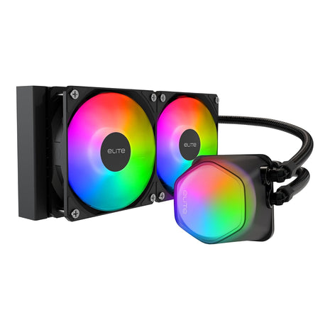 Cooler Master Elite Liquid 240 AIO Liquid CPU Cooler, ARGB | AMD AM5/AM4 & Intel LGA1851/1700 Support Cooler, 240mm, Dual-Chamber Pump, 2x Low-Noise ARGB PWM Fans, Easy Installation