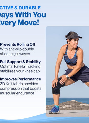 Modvel 2 Pack Knee Brace for Women & Men - Workout Knees Compression Sleeve for Knee Pain Relief Joint Support for ACL, Arthritis, Meniscus Tear Knees Brace for Sports, Rodilleras para Gym Fitness