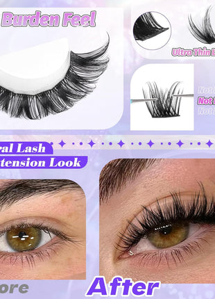 ALICE Lash Clusters Wispy Eyelash Clusters 10-18mm 168pcs Cluster Eyelash Extensions Natural Volume Lash Extensions DIY Individual Lashes with Soft Thin Band