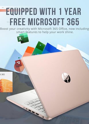 HP Stream 14 inch HD BrightView Laptop, Intel Celeron N4120, 16GB RAM, 416GB Storage (128GB eMMC + 288GB Docking Station Set), Intel UHD Graphics, 720p Camera, Wi-Fi, 1 Year Office 365, Win 11S, Gold