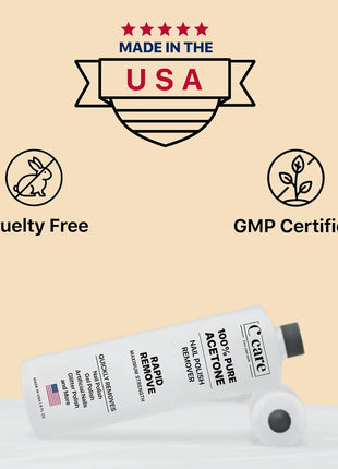 100% Pure Acetone Nail Polish Remover | Professional Quality | Easy To Use | Rapidly Removes Natural, Gel, Acrylic, and Glitter Nails | 8 Fl oz
