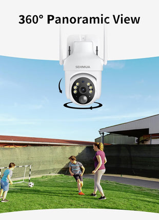 SEHMUA 2K Solar Security Cameras Wireless Outdoor, 2 Pack 360° View Pan/Tilt WiFi Security Camera Outside with Color Night Vision,Easy to Install, PIR Alarm, 2-Way Audio
