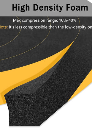 Weather Stripping Door Seal Strip, Strong Adhesive, Lightproof, Noise-Reduction, Weatherproof Foam Tape Insulation for Sliding Door,Front Door Frame, Windows, Cut Energy Bills, 1/2 in x 1/4 in