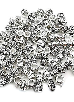 WOCRAFT 100 pcs Clasp Bail beads Charms,Bail Tube Beads, Loose Spacer Bead,Bead Hanger Charm for Jewelry Making DIY Necklace Bracelet