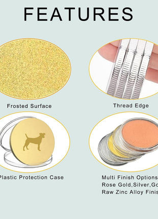 Blank Coins for Laser Engraving Blank Challenge Coins Bulk, Zinc Alloy Engraving Coin Blanks, Metal Stamping Blanks 40mm Diameter with Plastic case for DIY Crafts (Gold-10pcs)