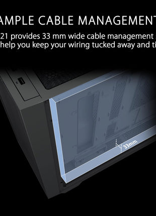 ASUS A21 Black Micro ATX PC Case Supports BTF Hidden Connector Technology, Graphics Cards up to 380mm, 360mm Coolers, & ATX PSUs, Includes Porous Front-Panel mesh, 2 Year Warranty