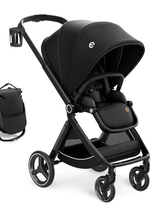 EMU Full-Size Foldable Baby Stroller Full Recline Cockpit Compact Toddler Stroller with Reversible Seat All-Terrain Newborn Infant Pram Carriage for City Outdoor - Dark Blue
