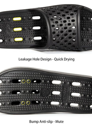 Xomiboe Shower Shoes Men Shower Slippers Women Non Slip Flip Flops Bathroom for College Dorm Room Essentials Sandals Slides With Holes Students Boys Girl Gym (Black,EU44-45)