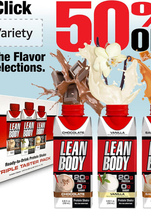 Labrada Lean Body Ready-to-Drink Chocolate Protein Shake, 40g Protein, Whey Blend, 0 Sugar, Gluten Free, 22 Vitamins & Minerals, LABRADA, 17 Fl Oz (Pack of 12)