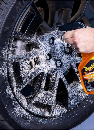 Meguiar's Hot Rims Black Wheel Cleaner, Deep Foaming Gel Specially Formulated to Effectively Clean Matte, Gloss, Satin, and Chrome Black Wheels, 24 Oz Spray Bottle