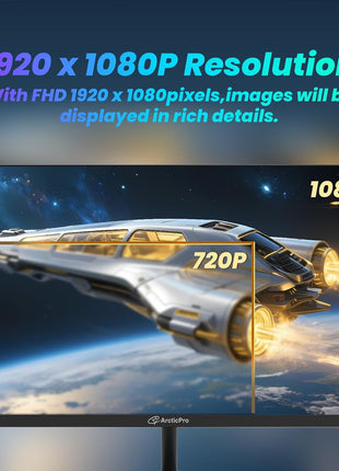 ArcticPro 22 inch 100Hz Monitor, Full HD (1920 x 1080p) Computer Monitor, 105% sRGB, 3000:1 Contrast, 3-Sided Frameless, Ultra Slim, VESA, LowBlue Mode, Tilt Adjust, HDMI *1, VGA*1