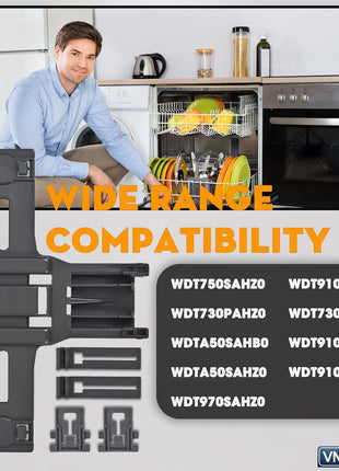Upgraded Dishwasher Top Rack Adjuster Replacement for Whirlpool WDT750SAHZ0 WDT730PAHZ0 WDTA50SAHB0 WDTA50SAHZ0 WDT970SAHZ0 WDT910SAYM1 WDT730PAHV0 WDT910SAYM2 WDT910SAYM3 Dishwasher, 2 PACK