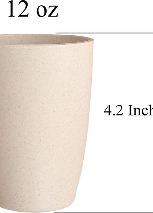 Wheat Straw Unbreakable Cup (12 oz) - Reusable Drinking Glasses Set of 5 - Dishwasher Safe Tumbler - BPA Free & Eco-Friendly (5Pcs)