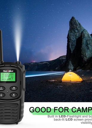 MaxTalker Walkie Talkies Long Range for Adult, MT10 Rechargeable Walkie Talkies FRS Two Way Radio, NOAA, 1200mAh Li-ion Battery USB-C Cable, LED Flashlight, VOX Walkie Talkie for Hiking Camping 2Pack