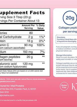 Vital Proteins Collagen Peptides Advanced, Strawberry Lemon, 10.5oz | Hyaluronic Acid & Vitamin C, Supports Hair Skin & Nails, Collagen Peptides, Strawberry Lemon Flavor, 13 Servings