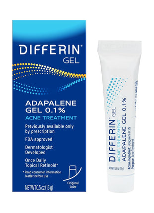 Differin Acne Treatment Gel, 30 Day Supply, Retinoid Treatment for Face with 0.1% Adapalene, Gentle Skin Care for Acne Prone Sensitive Skin, 15g Tube (Packaging May Vary)