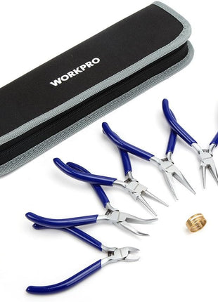 WORKPRO Jewelry Plicers Set, 7-Piece Jewelry Making Tools Kit with Needle Round Nose Plier and Bent Nose Plier Wire Cutter for Jewelry Repair, Beading, Wire Wrapping, Crafts, with Carrying Pouch