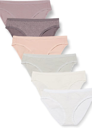 Amazon Essentials Women's Breathable Cotton Bikini Brief Underwear with Full Coverage, Multipacks