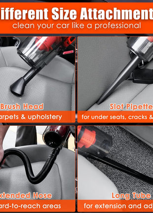 Car Detailing Kit Interior Cleaner, 17Pcs Car Cleaning Supplies with High Power Portable Car Vacuum, Detailing Brush Set, Windshield Cleaner, Orange Car Accessories for Women Men Teens Kids