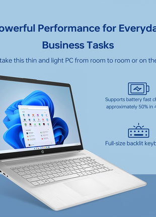 HP 17 Laptop, 17.3"" HD+ Touchscreen Display, 12th Gen Intel Core i7-1255U, 64GB RAM, 2TB SSD, Webcam, HDMI, SuperSpeed USB Ports, Wi-Fi 6, Windows 11 Home, Silver, TPN-I139_4V788AV