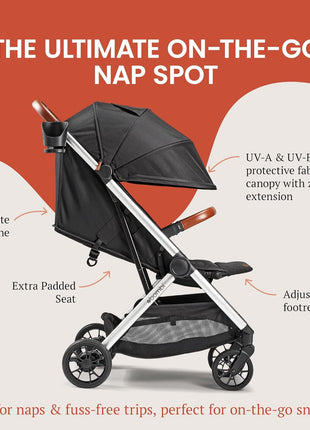 Bombi Bēbee V2 Lightweight Baby Stroller - Premium Vegan Leather, One-Hand Fold, Infinite Recline, Aircraft-Grade Aluminum Frame, XXL Canopy, and Ample Storage Umbrella Stroller - Hunter Green
