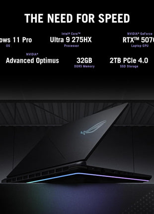 ASUS ROG Strix G16 (2025) Gaming Laptop, 16 inch ROG Nebula Display 16:10 2.5K 240Hz/3ms, NVIDIA® GeForce RTXTM 5070 Laptop GPU, Intel® CoreTM Ultra 9 275HX, 32GB DDR5, 2TB Gen 4 SSD, Wi-Fi 7, Win 11 Pro
