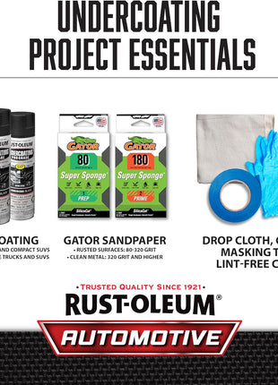 Rust-Oleum 248656 Professional Grade Rubberized Undercoating Spray, 15 oz, Black
