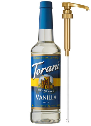 Torani Sugar Free Coffee Syrup, Vanilla Flavored Syrup for Drinks, Zero Calorie, Pump Included, 25.4 Fl Oz
