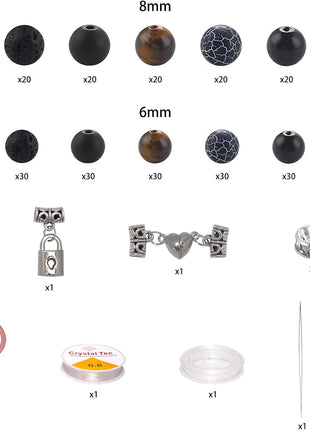 Mchruie Stone Beads for Jewelry Making, Charm Bracelet Making Kit, 450Pcs Beads for Bracelets Making Kit DIY Magnetic Bracelets for Couples Lovers