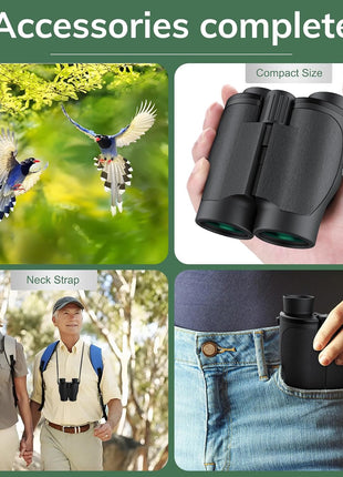 Compact Binoculars for Adults High Powered - OPAITA 20x32 Small Binoculars for Adults Kids with Low Light Vision for Hunting Cruise Ship Travel Concert Hiking