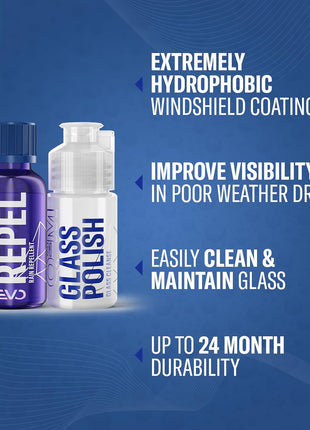 Gyeon View EVO Windshield Ceramic Glass Coating Hydrophobic Rain Repellent Auto Screen Sealant Improves Visibility Safety Self Cleaning Glass Protection with Long Lasting Durability