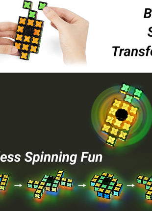 TOSY Magnet Fidget Spinner Mini - 8 Blocks, 3 in 1 Toy: Transformable Fidget Spinner, Infinity Cube, 2x2 Puzzle Cube, Stress Relief, STEM Sensory Magnet Tiles Birthday Gift for Kids/Boys/Girls/Adults