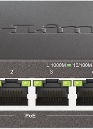 D-Link 5-Port Gigabit PoE+ Unmanaged Ethernet Switch, with 4 PoE Ports up to 60W PoE Budget, QoS, Fanless, Sturdy Metal with Shielded Ports, Compact Desktop, Follows NDAA/TAA (DGS-1005P)