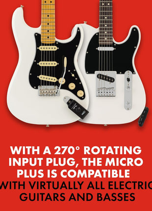 Fender Mustang Micro Plus Headphone Amplifier, Bluetooth Audio Streaming and 50 Amp and Effects Models, with 2 Year Warranty