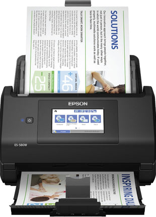 Epson Workforce ES-580W Wireless Color Duplex Desktop Document Scanner | For Computers including PC and Mac 100 Sheet ADF 4.3 in Touchscreen Black