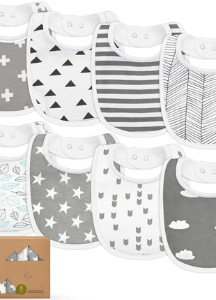 8-Pack Organic Baby Bibs for Boys, Girls - Soft Cotton Drooling and Teething Bibs for Baby Girl & Boy, Extra Absorbent, Easy To Clean & Put On for Toddler, Newborn, Infant 0-24 Months (Sweet Charm)
