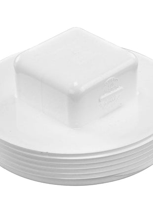 NDS 41P8 PVC S&D Cleanout Plug, with 4-Inch MPT Connection, Works with 4-Inch FPT drain fittings attached to Sewer and Drain Pipe, White