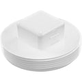 NDS 41P8 PVC S&D Cleanout Plug, with 4-Inch MPT Connection, Works with 4-Inch FPT drain fittings attached to Sewer and Drain Pipe, White