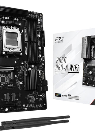 ASRock AMD B850 Pro A WiFi 6E Socket AM5 Ryzen 9000, 8000 and 7000 Series DDR5 up to 8000+ (OC) MHz 256GB ATX Motherboard M.2 SATA3 6.0 Gb/s PCIe 5.0 BIOS Flashback Realtek 2.5G LAN
