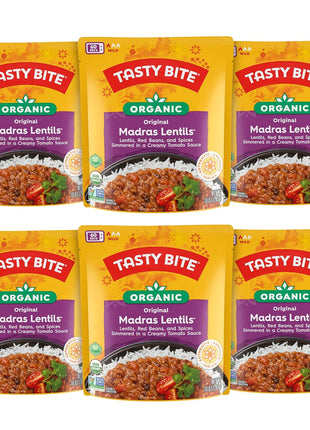 Tasty Bite Organic Madras Lentils, 10 Ounce, Pack of 6, Ready to Eat, Microwavable Entree, Vegetarian