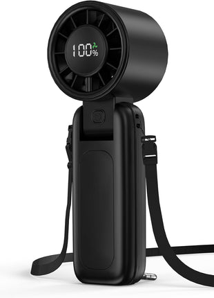 4 in 1 Portable Handheld Turbo Fan, 9000RPM High Speed Mini, 180? Foldable, 1 100 Speeds, Up to 15H Use, 5000mAh Battery, Powerful Personal Cooling, Hand Held Fan for Travel, Indoor & Outdoor