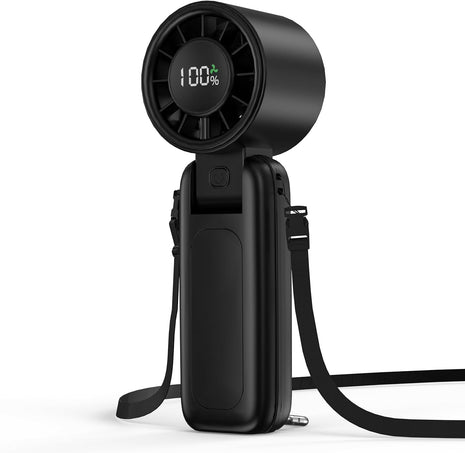 4 in 1 Portable Handheld Turbo Fan, 9000RPM High Speed Mini, 180? Foldable, 1 100 Speeds, Up to 15H Use, 5000mAh Battery, Powerful Personal Cooling, Hand Held Fan for Travel, Indoor & Outdoor