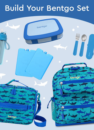 Bentgo Kids Bento-Style 5-Compartment Leak-Proof Lunch Box | Ideal Portion Sizes for Ages 3-7, Durable, Drop-Proof, Dishwasher Safe, PFAS & BPA-Free Materials (Blue)