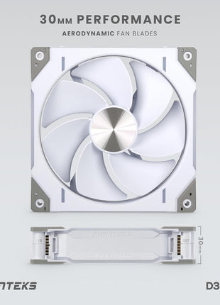 Phanteks (PH-F140D30R_DRGB_PWM_WT01) D30-140 DRGB PWM Fan, Reverse Airflow Model, Premium D-RGB Performance Fan, ARGB/DRGB Lighting, Daisy-Chain Fan Linking System (White)
