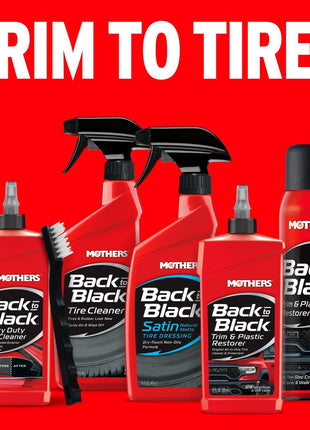 Mothers Back-to-Black Heavy Duty Trim Cleaner Kit, 12 oz. Gel Cleaner + Trim Brush — Deep Cleans & Restores Exterior Trim & Plastics, Removes Oxidation, Dirt, Grime & Wax, Drip-Free Gel (06141)