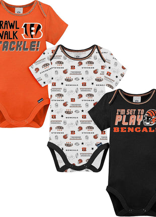 Gerber NFL Unisex-Baby NFL Team 3 Pack Short Sleeve Onesie Bodysuit