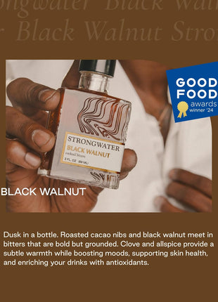 Strongwater Black Walnut Bitters (40 Servings) - Rich, Nutty Walnut Bitters to Pair with a Manhattan, Coffee, or Use for Old Fashioned - 3oz, 1 Pack