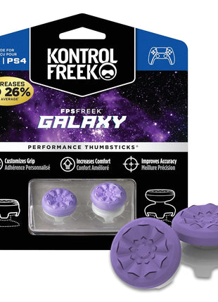 KontrolFreek FPS Freek Galaxy Purple for PlayStation 4 (PS4) and PlayStation 5 (PS5) | Performance Thumbsticks | 1 High-Rise, 1 Mid-Rise | Purple