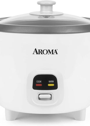 AROMA Rice Cooker, 3-Cup (Uncooked) / 6-Cup (Cooked), Small Rice Cooker, Oatmeal Cooker, Soup Maker, Auto Keep Warm, 1.5 Qt, White, ARC-393NG